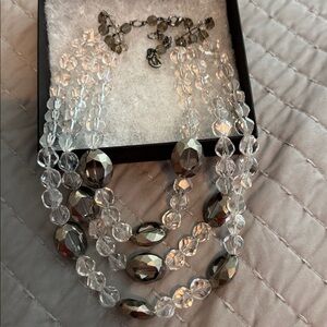 Georgio Armani Black and Clear Beaded Necklace